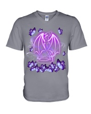 Dragon magical purple V-Neck T-Shirt tile