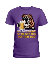 Bulldog hold my drink Ladies T-Shirt tile