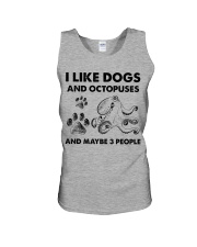 Octopuse and dog three people Unisex Tank tile