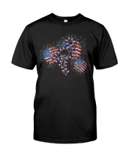 Flamingo flag fireworks flamingo lovers bird lover Classic T-Shirt front