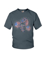 Flamingo flag fireworks flamingo lovers bird lover Youth T-Shirt tile