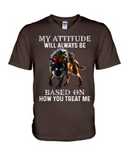 Wolf my attitude gift for wolves lover V-Neck T-Shirt tile