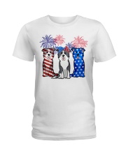 Border collie flag colors Ladies T-Shirt tile