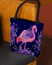 Flamingo flowers lavender tote bag All-over Tote aos-all-over-tote-lifestyle-front-02