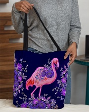 Flamingo flowers lavender tote bag All-over Tote aos-all-over-tote-lifestyle-front-10