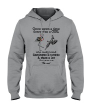 Flamingo and tattoo the end bird lover Hooded Sweatshirt tile