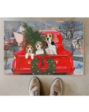 Beagle Family In The Red Truck Doormat 34" x 23" aos-doormat-34-x-23-lifestyle-front-04