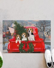 Beagle Family In The Red Truck Doormat 34" x 23" aos-doormat-34-x-23-lifestyle-front-06
