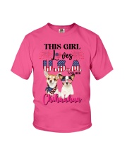 Girl loves us and chihuahua Gift for you Youth T-Shirt tile