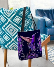 Hummingbird flowers lavender hummingbird lovers birds lovers All-over Tote aos-all-over-tote-lifestyle-front-01