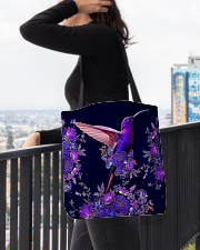 Hummingbird flowers lavender hummingbird lovers birds lovers All-over Tote aos-all-over-tote-lifestyle-front-05