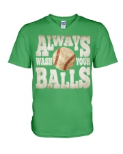 Always wash your baseballs Gift for you V-Neck T-Shirt tile