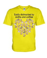 Sloth and coffee distracted sloth lovers V-Neck T-Shirt tile