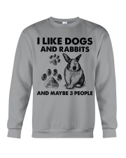 Rabbit and dog three people dog mom Crewneck Sweatshirt front