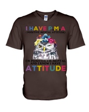 Owl i have attitude owl lover bird lover V-Neck T-Shirt tile