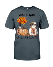 Girl loves Fall and Shih Tzu Gift for you Classic T-Shirt tile