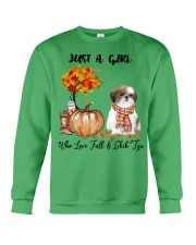 Girl loves Fall and Shih Tzu Gift for you Crewneck Sweatshirt tile