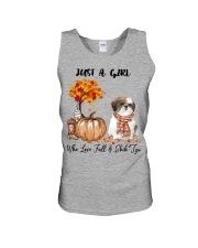 Girl loves Fall and Shih Tzu Gift for you Unisex Tank tile