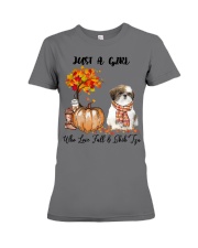 Girl loves Fall and Shih Tzu Gift for you Premium Fit Ladies Tee tile