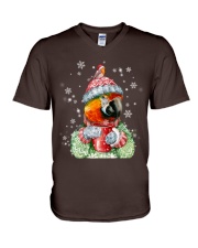 Parrot warm winter christmas gift for bird lover V-Neck T-Shirt tile