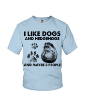 Hedgehogs and dog three people Youth T-Shirt tile