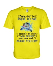 Dolphin dont rude me dolphin lover V-Neck T-Shirt tile