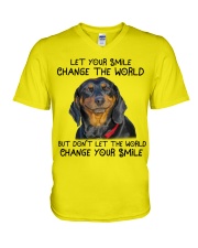 Dachshund your smile dachshund lover dog moms V-Neck T-Shirt tile