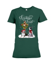 Boston Terrier Christmas begins gift for you Premium Fit Ladies Tee tile