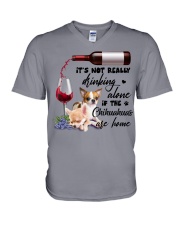 Not really drinking alone chihuahua Gift for u V-Neck T-Shirt tile