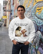 Yorkshire terrier after he created dog mom Crewneck Sweatshirt lifestyle-unisex-sweatshirt-front-2