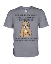 Sloth a tall glass sloth lovers V-Neck T-Shirt tile