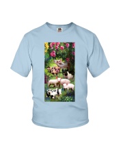 Pigs roses gift for pig lover Youth T-Shirt tile