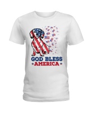 Dachshund God bless America Gift for u Ladies T-Shirt tile