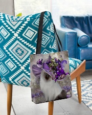 Cat purple tiny flowers cat lover cat moms All-over Tote aos-all-over-tote-lifestyle-front-01