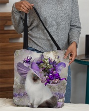 Cat purple tiny flowers cat lover cat moms All-over Tote aos-all-over-tote-lifestyle-front-10