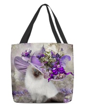 Cat purple tiny flowers cat lover cat moms All-over Tote front