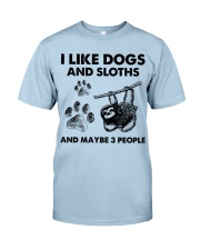Sloth and dog three people Classic T-Shirt tile