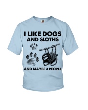 Sloth and dog three people Youth T-Shirt tile