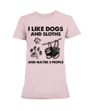 Sloth and dog three people Premium Fit Ladies Tee tile