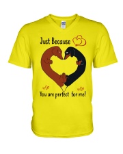 Dachshund perfect for me dachshund lover dog mom V-Neck T-Shirt tile