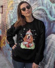 Basset hound warm winter christmas dog lover Crewneck Sweatshirt lifestyle-unisex-sweatshirt-front-3