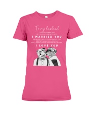 Bulldog to my husband dog lover Premium Fit Ladies Tee tile