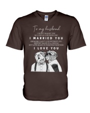 Bulldog to my husband dog lover V-Neck T-Shirt tile
