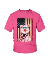 Pig smile flag pig lovers Youth T-Shirt tile
