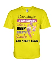 Butterfly take a deep breath V-Neck T-Shirt tile