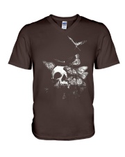 Butterfly cool skull shadow V-Neck T-Shirt tile