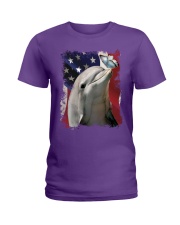 Dolphin butterfly on nose dolphin lover Ladies T-Shirt tile