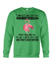 Flamingo getting too old bird lover Crewneck Sweatshirt tile