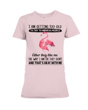 Flamingo getting too old bird lover Premium Fit Ladies Tee tile