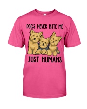 Yorkshire terrier dogs never bite me Classic T-Shirt tile